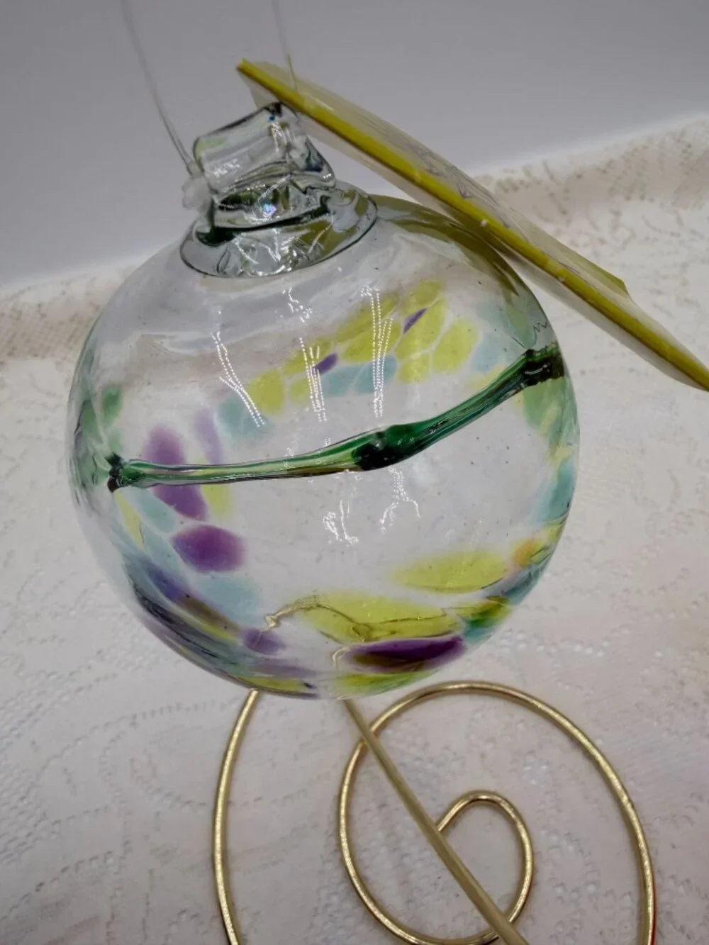 Kitras Art Glass Hand-Blown May Birthstone Ornament Multicolor 2.5-Inch With Box